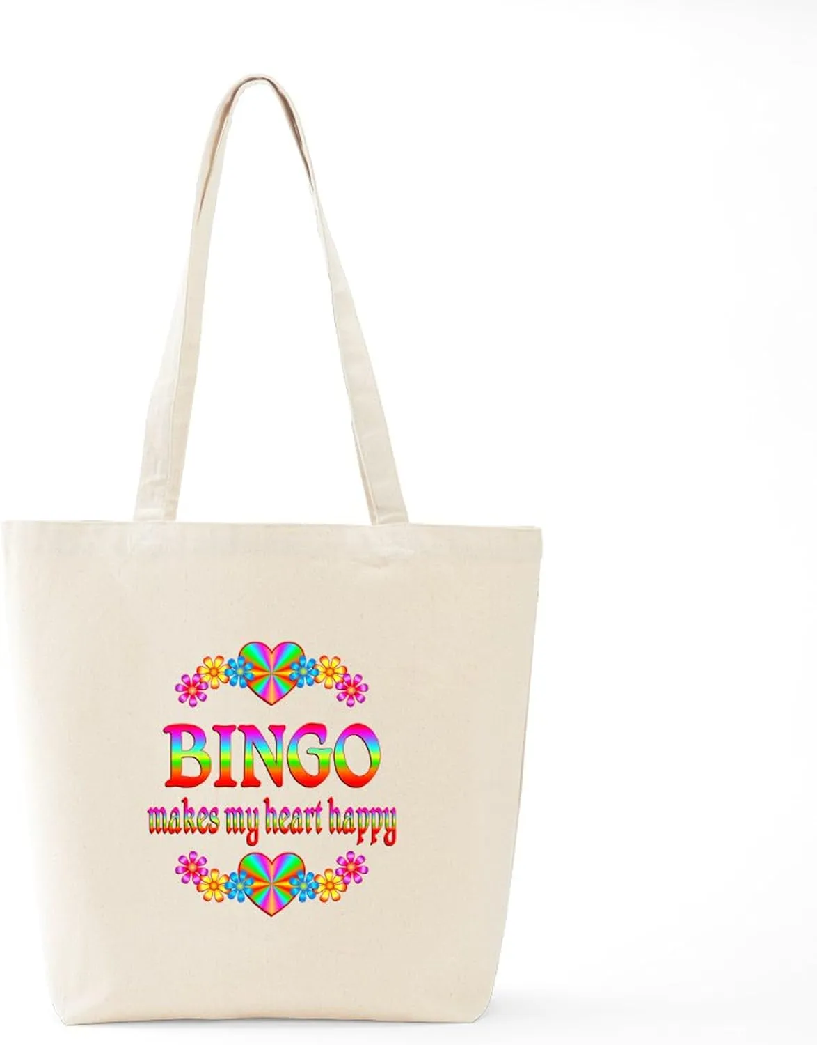 CafePress BINGO Happy Tote Bag Reusable Natural Beige Canvas Shopping Bag