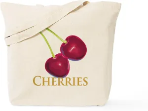 CafePress Cherries With Stems Tote Bag Reusable Natural Beige Canvas Shopping Bag