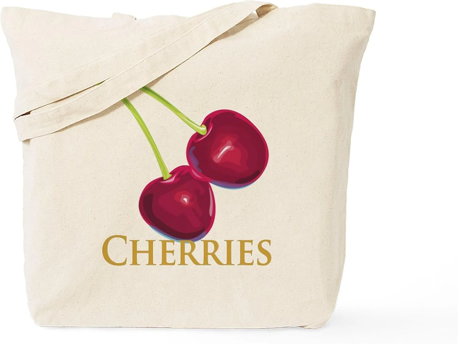 CafePress Cherries With Stems Tote Bag Reusable Natural Beige Canvas Shopping Bag