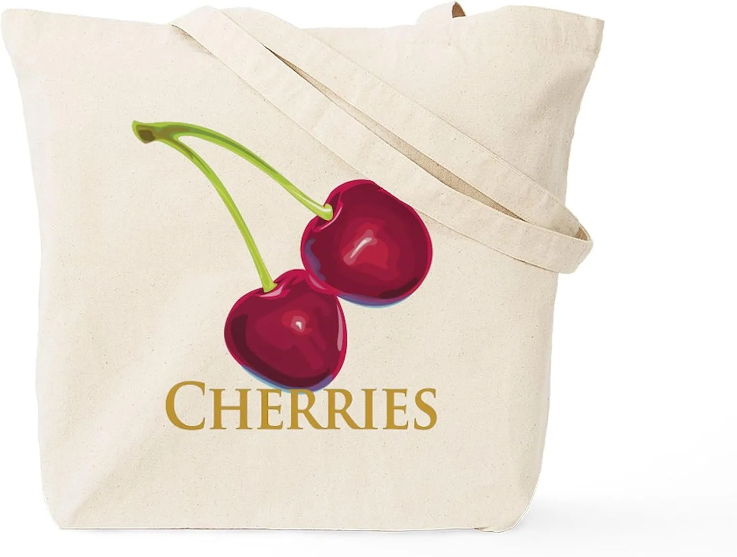 CafePress Cherries With Stems Tote Bag Reusable Natural Beige Canvas Shopping Bag
