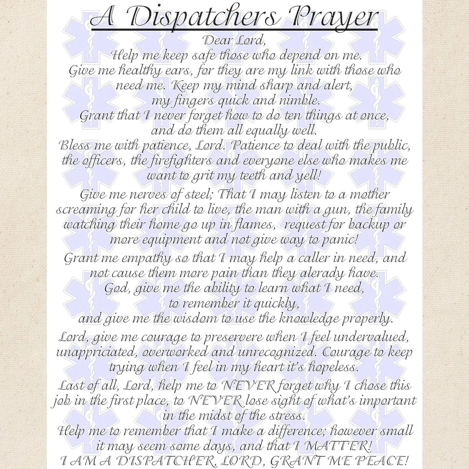 CafePress DISPATCHERS PRAYER Tote Bag Natural Canvas Tote Bag, Reusable Shopping Bag