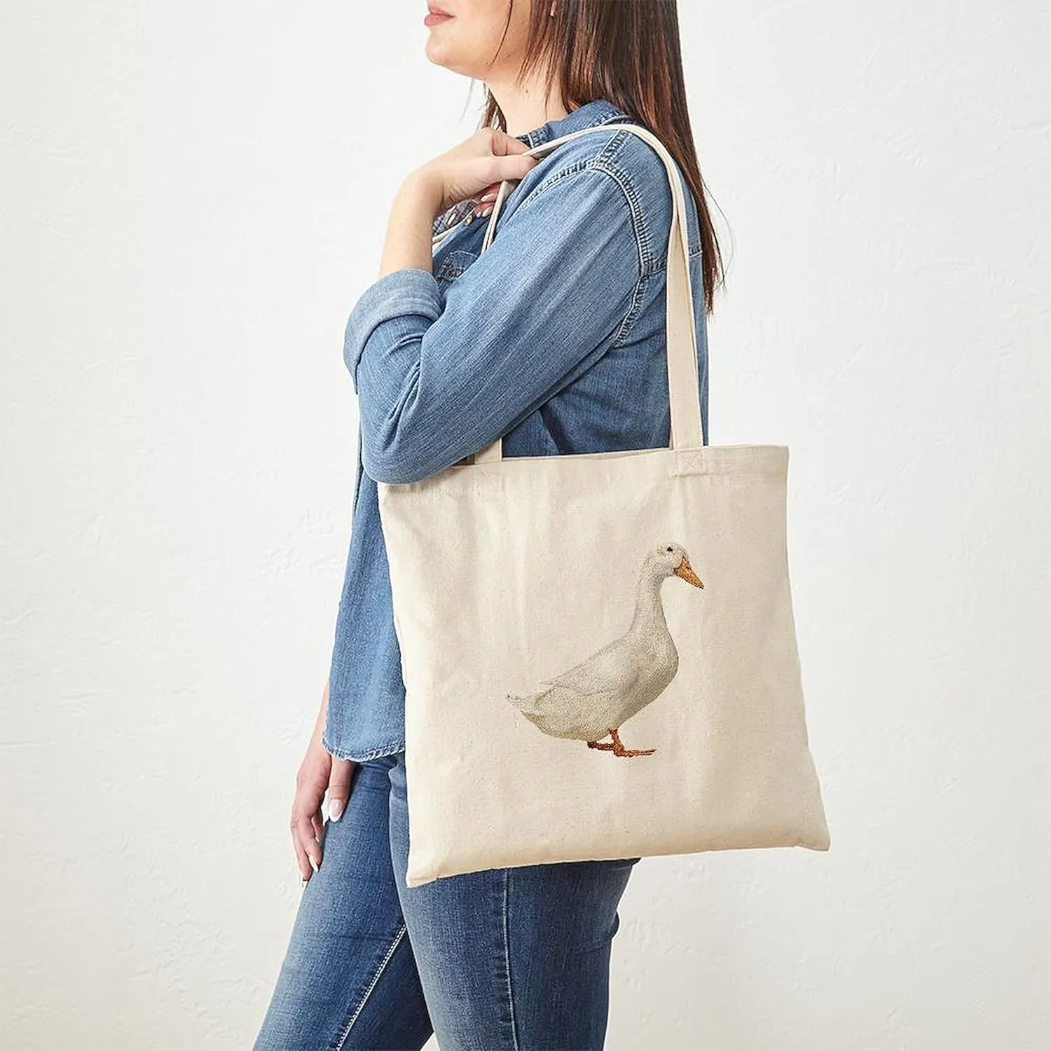 CafePress Duck Tote Bag Natural Canvas Tote Bag, Reusable Shopping Bag