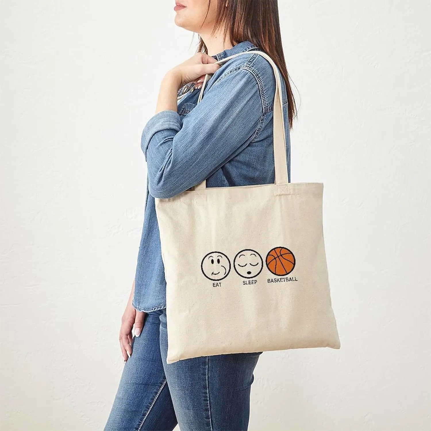 CafePress Eat Sleep Basketball Tote Bag Natural Canvas Tote Bag, Reusable Shopping Bag