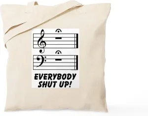 CafePress Everybody Shut Up Tote Bag Natural Canvas Tote Bag, Reusable Shopping Bag
