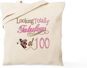CafePress Fabulous 100Th Birthday Butterfly Tote Bag Natural Canvas Tote Bag, Reusable Shopping Bag