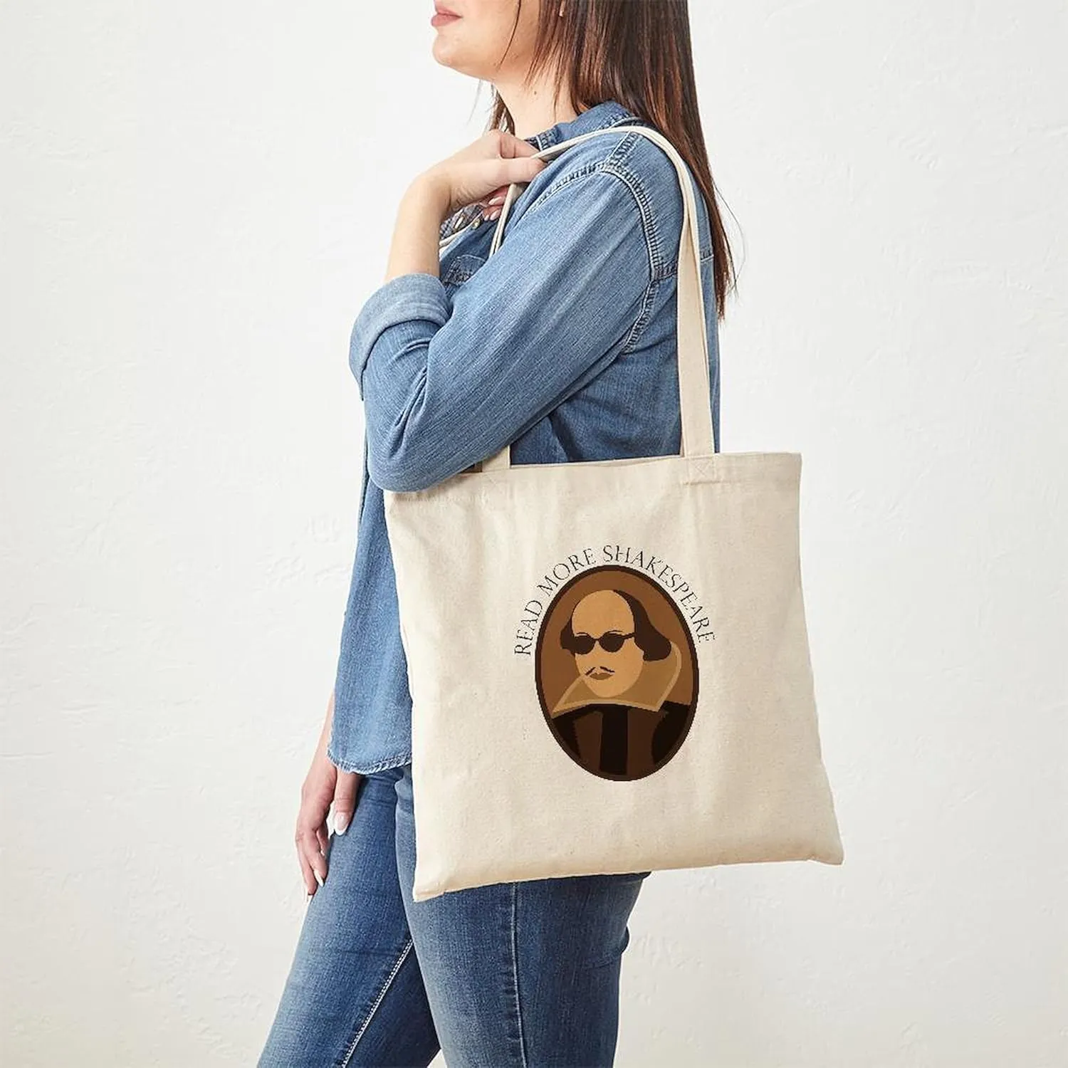 CafePress Funny Read Shakespeare Tote Bag Reusable Natural Beige Canvas Shopping Bag