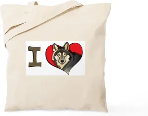 CafePress I Heart Wolves Tote Bag Natural Canvas Tote Bag, Reusable Shopping Bag