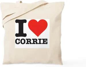 CafePress I Love Corrie Tote Bag Natural Canvas Tote Bag, Reusable Shopping Bag
