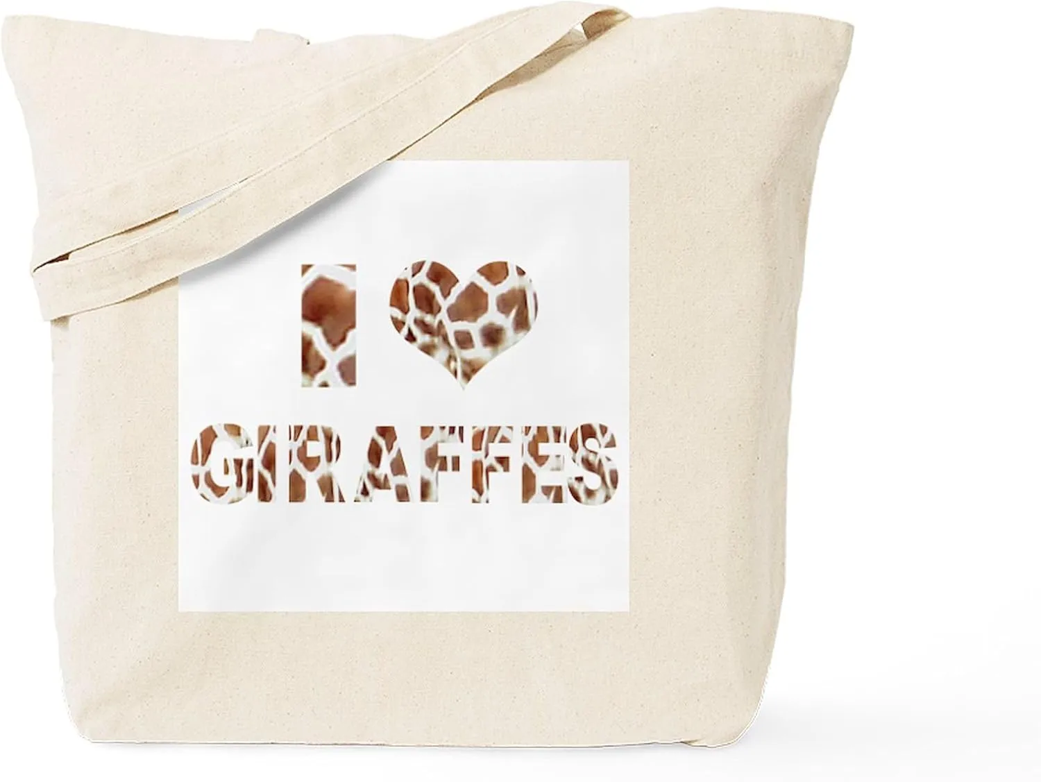 CafePress I Love Giraffes Tote Bag Natural Canvas Tote Bag, Reusable Shopping Bag