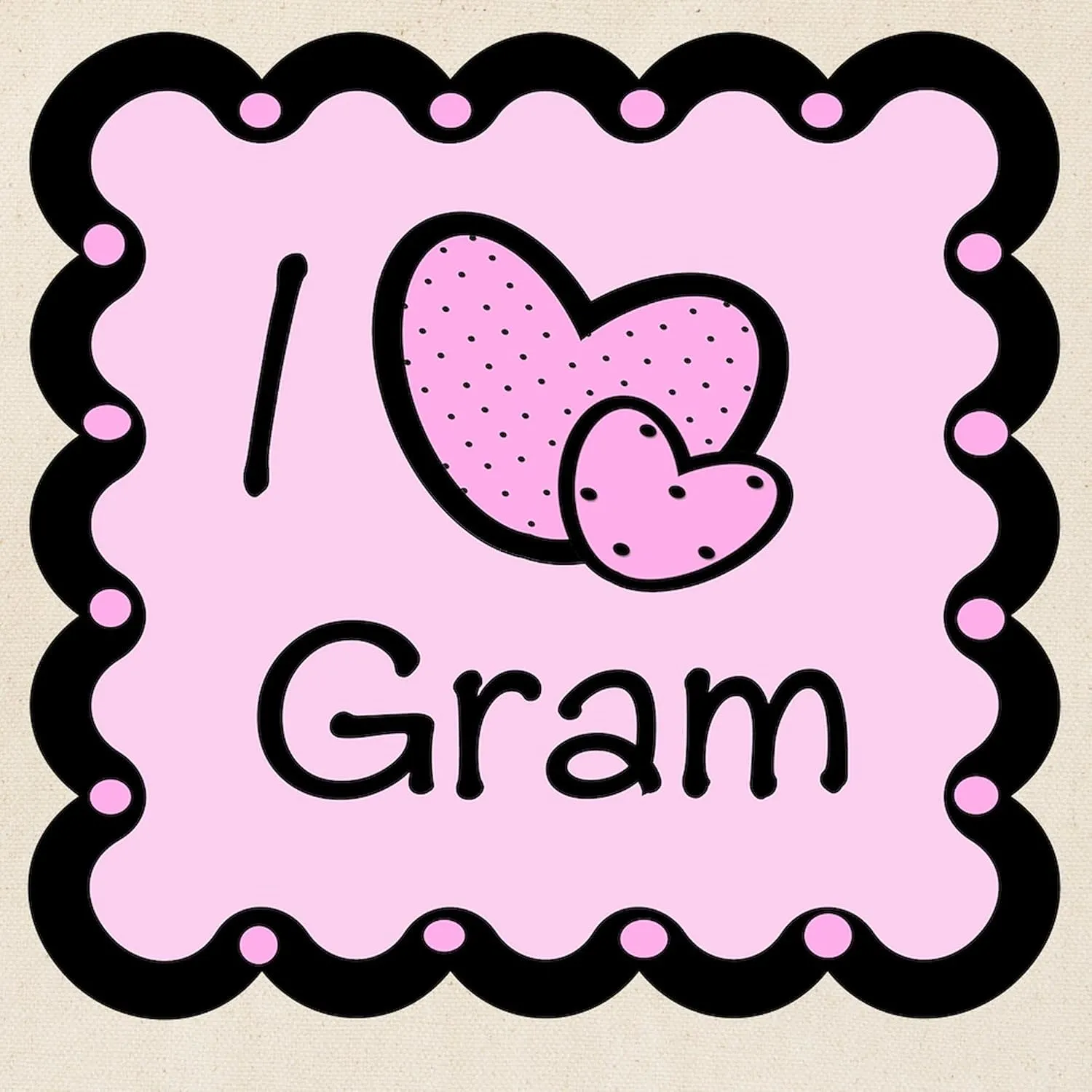 CafePress I Love Gram Tote Bag Natural Canvas Tote Bag, Reusable Shopping Bag