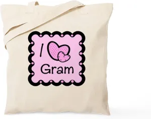 CafePress I Love Gram Tote Bag Natural Canvas Tote Bag, Reusable Shopping Bag