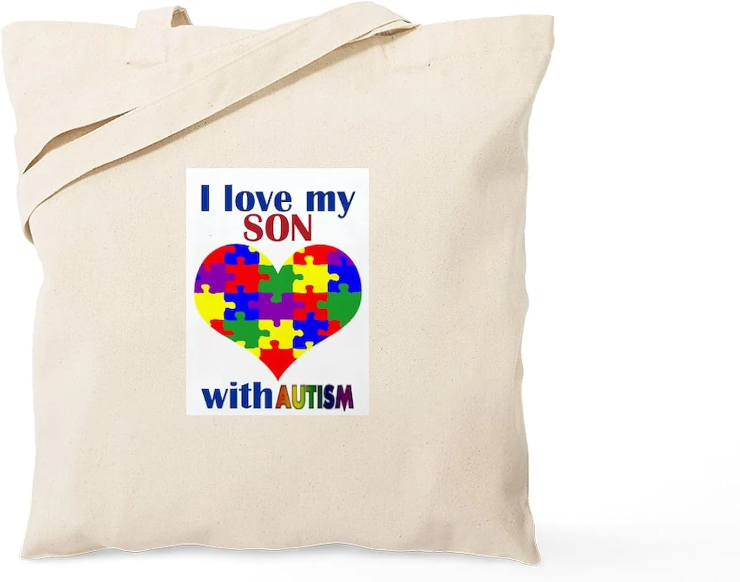 CafePress I Love My Son With Autism Tote Bag Natural Canvas Tote Bag, Reusable Shopping Bag