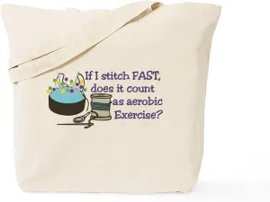 CafePress If I Stitch Fast... Tote Bag Natural Canvas Tote Bag, Reusable Shopping Bag