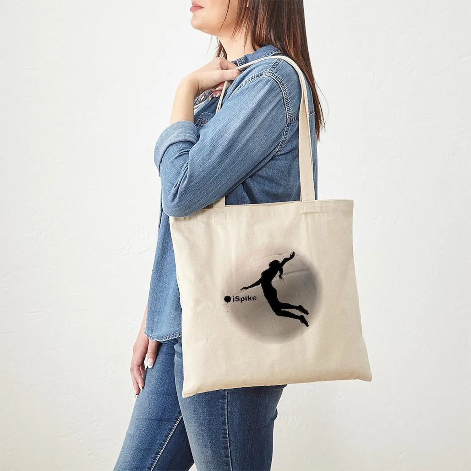 CafePress Ispike Volleyball Tote Bag Natural Canvas Tote Bag, Reusable Shopping Bag