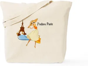CafePress J'adore Paris Tote Bag Natural Canvas Tote Bag, Reusable Shopping Bag