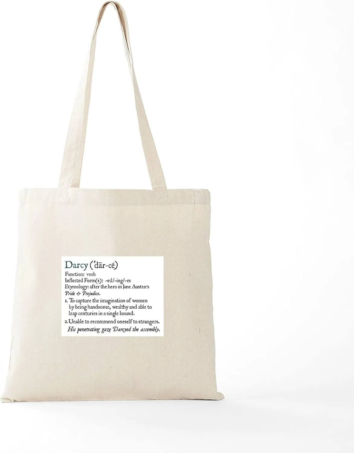 CafePress Jane Austen Darcy Elizabeth Definition Tote Bag Reusable Natural Beige Canvas Shopping Bag