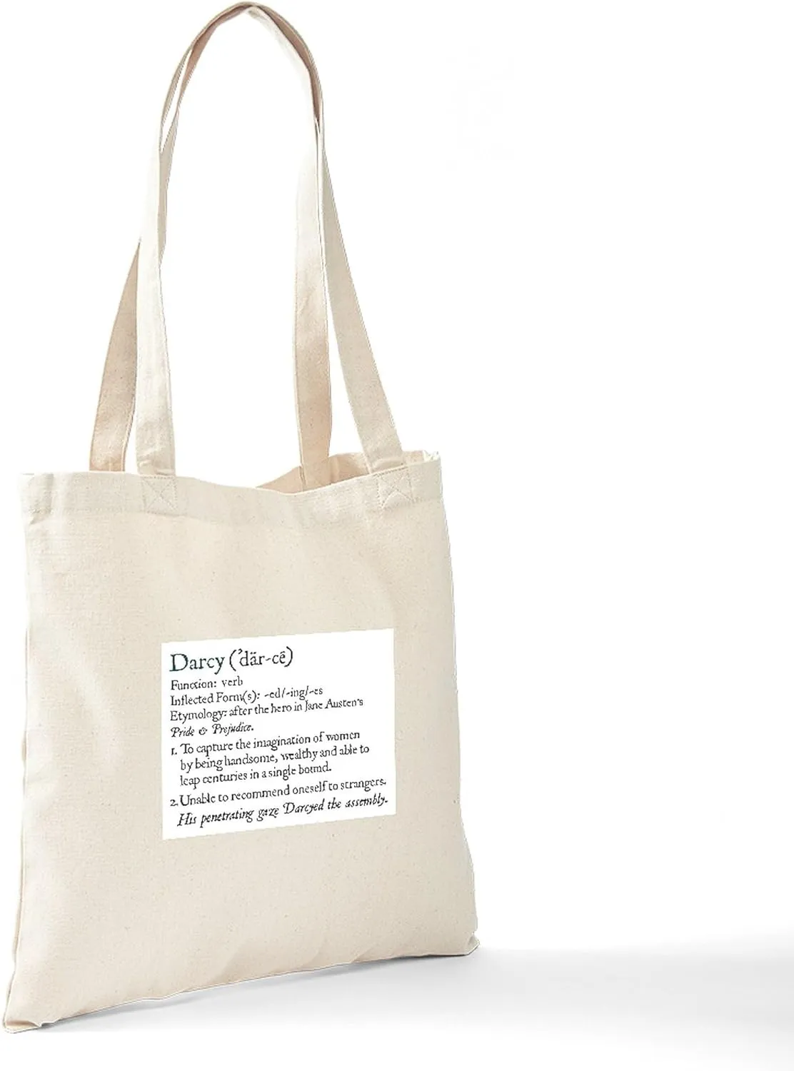 CafePress Jane Austen Darcy Elizabeth Definition Tote Bag Reusable Natural Beige Canvas Shopping Bag
