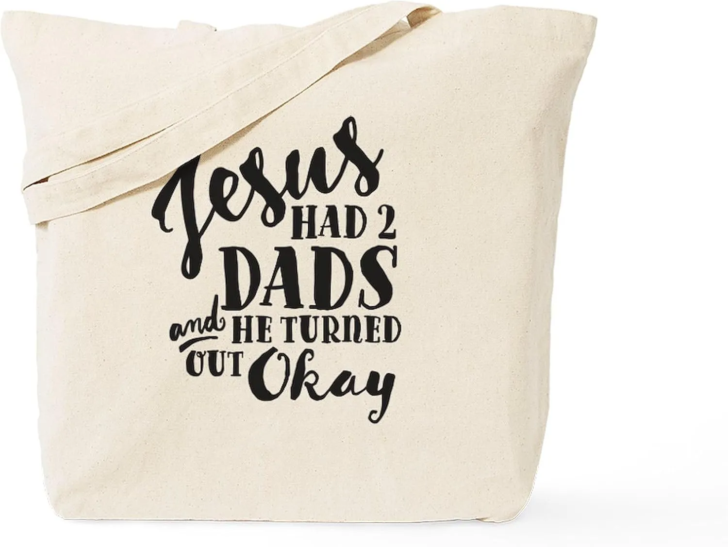 CafePress Jesus Had 2 Dads Tote Bag Natural Canvas Tote Bag, Reusable Shopping Bag