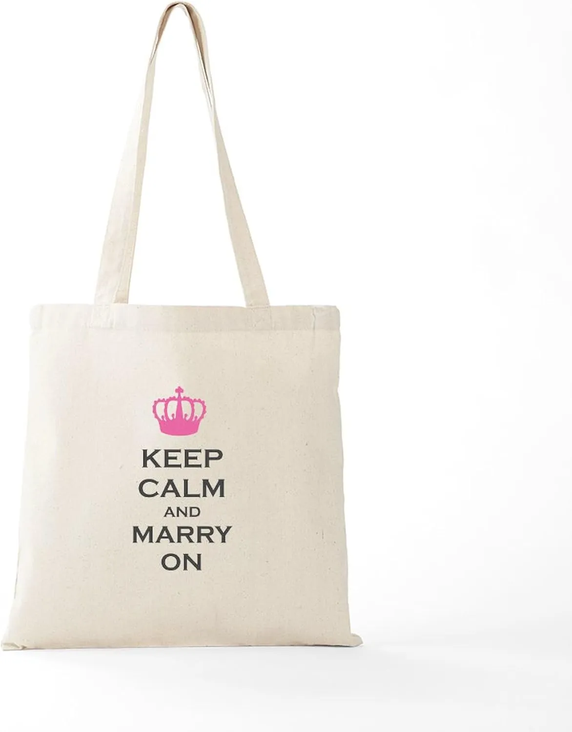 CafePress Keep Calm And Marry On Carry On Pink Crown Tote Ba Natural Canvas Tote Bag, Reusable Shopping Bag
