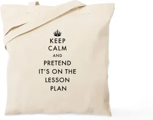 CafePress Keep Calm And Pretend It's On The Lesson Tote Bag Natural Canvas Tote Bag, Reusable Shopping Bag