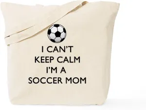 CafePress Keep Calm Soccer Mom Tote Bag Natural Canvas Tote Bag, Reusable Shopping Bag