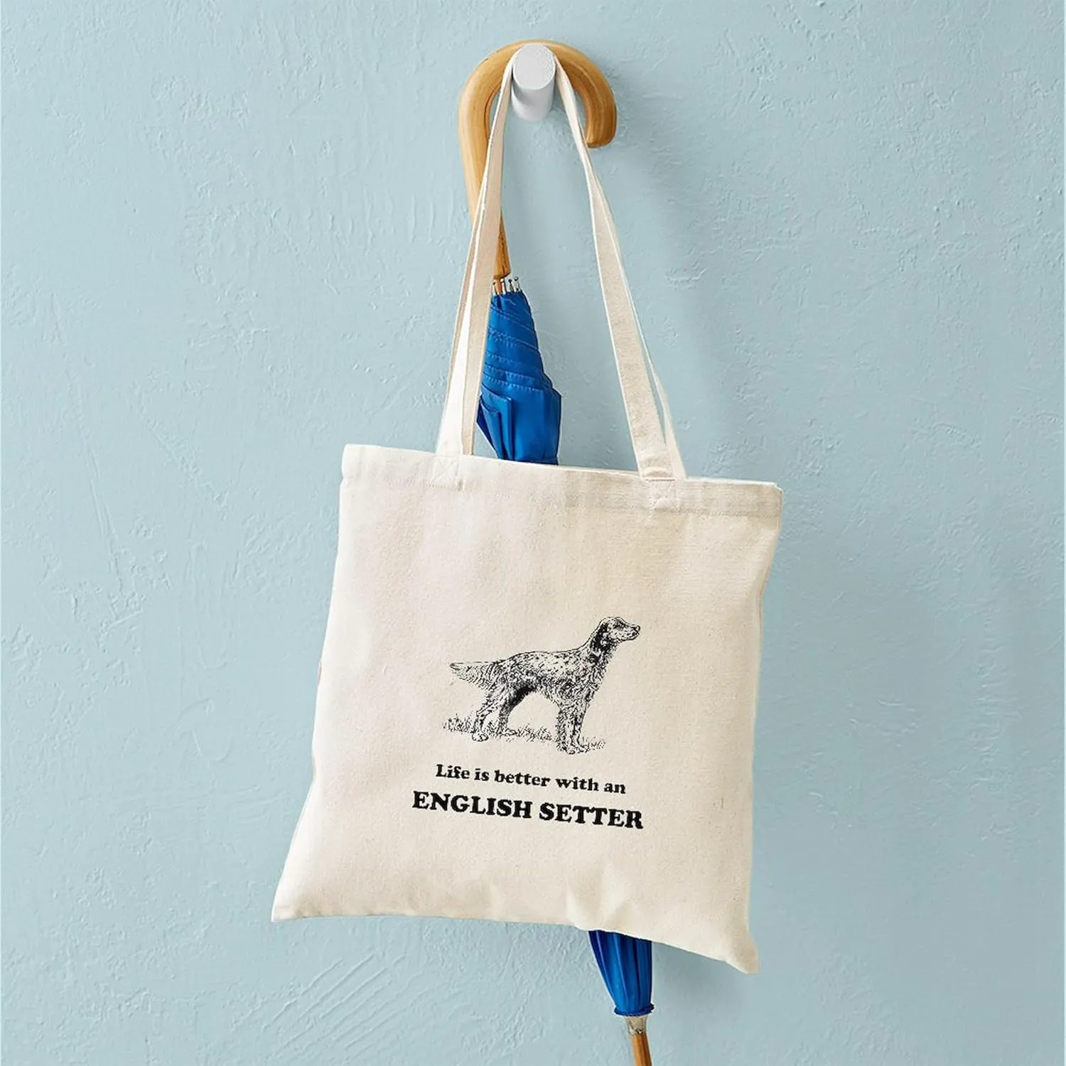 CafePress Life Is Better With An English Setter Tote Bag Natural Canvas Tote Bag, Reusable Shopping Bag