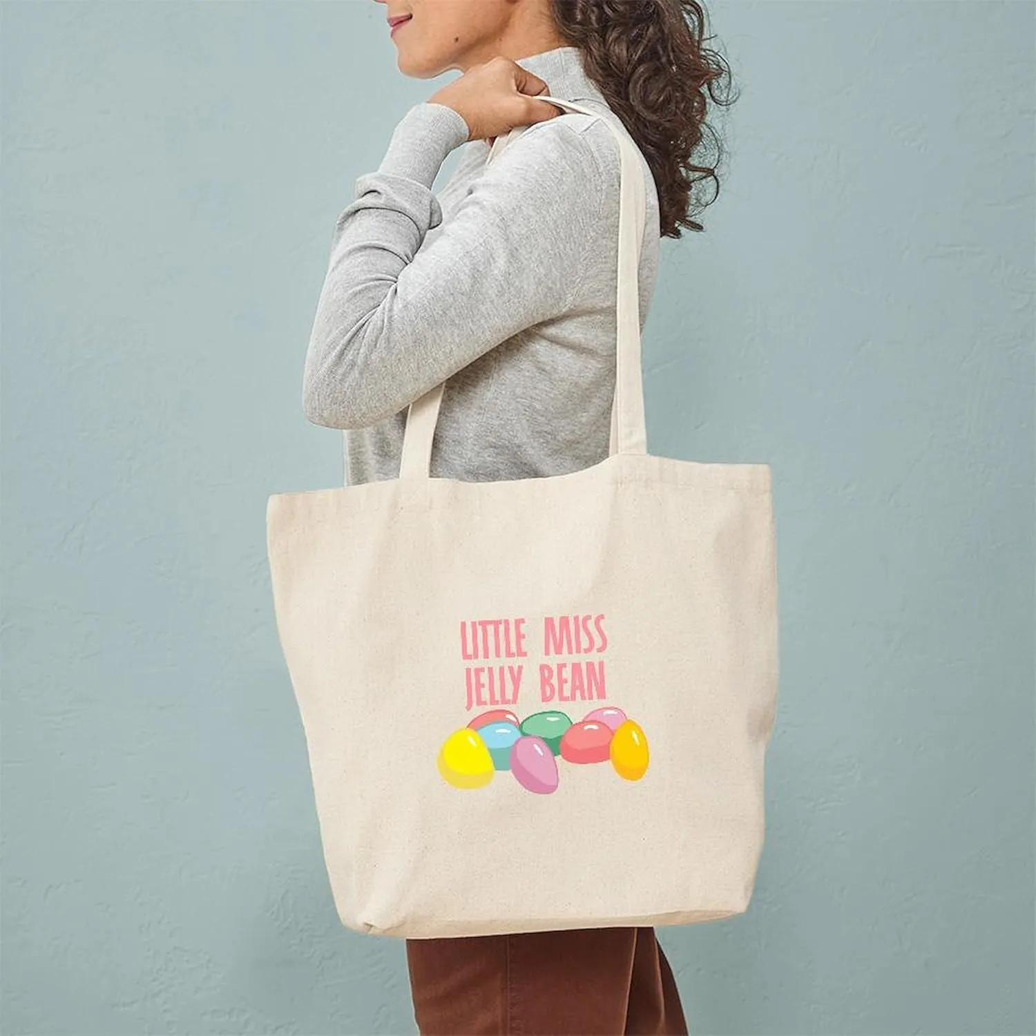 CafePress Little Miss Jelly Bean Tote Bag Natural Canvas Tote Bag, Reusable Shopping Bag