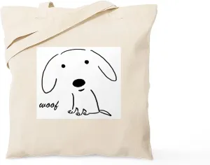 CafePress Little Woof Tote Bag Natural Canvas Tote Bag, Reusable Shopping Bag