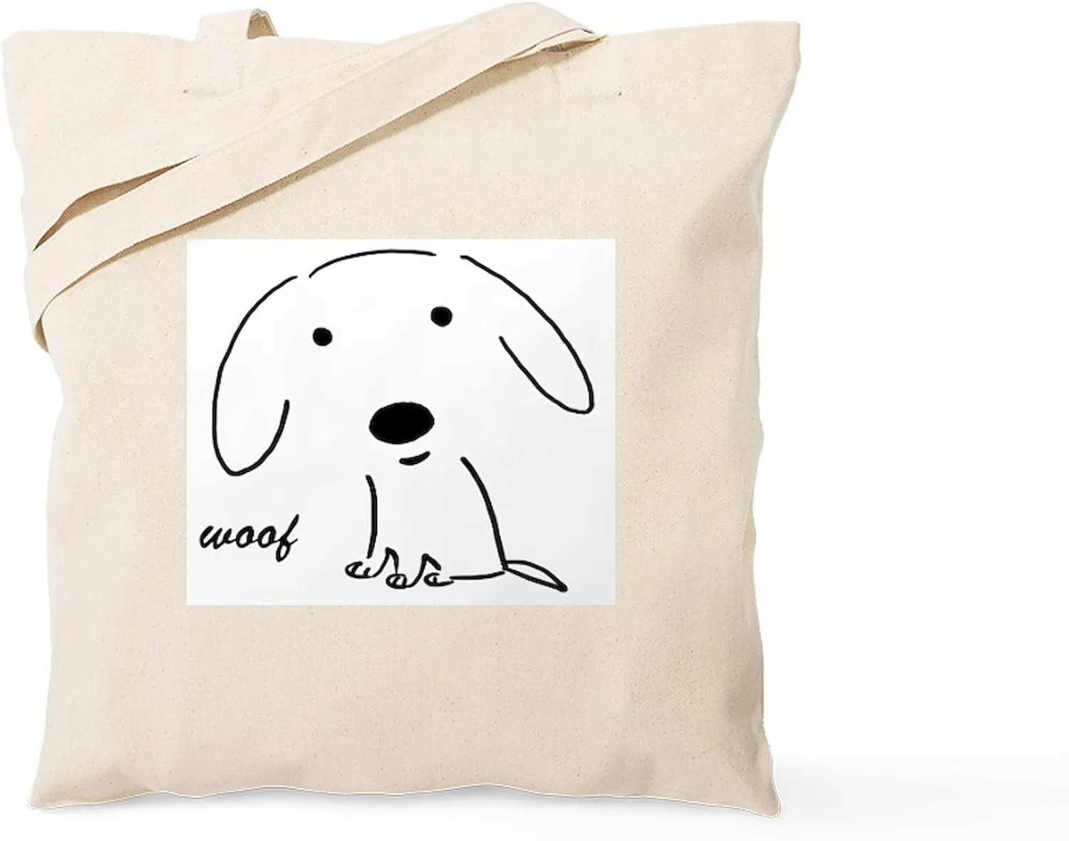 CafePress Little Woof Tote Bag Natural Canvas Tote Bag, Reusable Shopping Bag