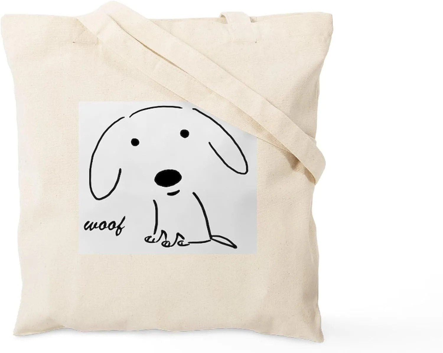 CafePress Little Woof Tote Bag Natural Canvas Tote Bag, Reusable Shopping Bag