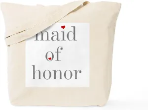 CafePress Maid Of Honor Grey Text Tote Bag Reusable Natural Beige Canvas Shopping Bag
