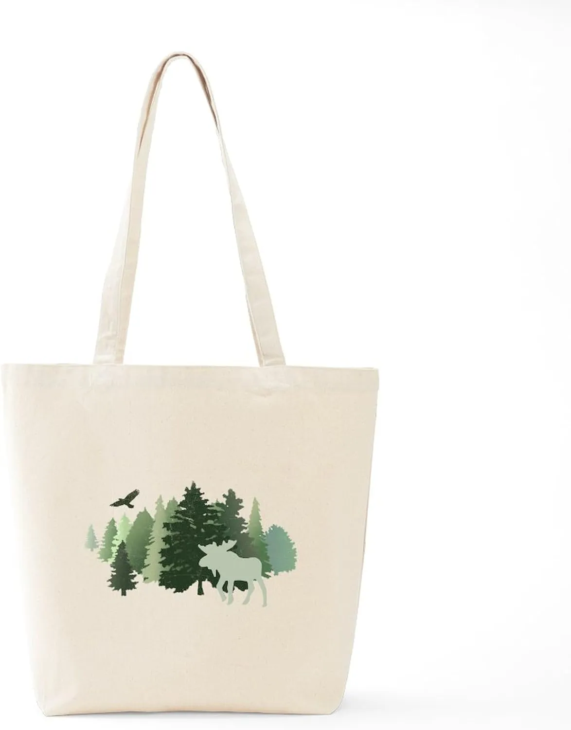 CafePress Moose In The Forest Tote Bag Natural Canvas Tote Bag, Reusable Shopping Bag