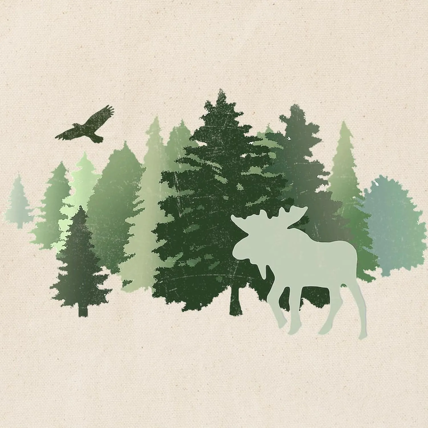 CafePress Moose In The Forest Tote Bag Natural Canvas Tote Bag, Reusable Shopping Bag