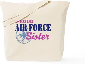 CafePress Proud Air Force Sister Tote Bag Natural Canvas Tote Bag, Reusable Shopping Bag