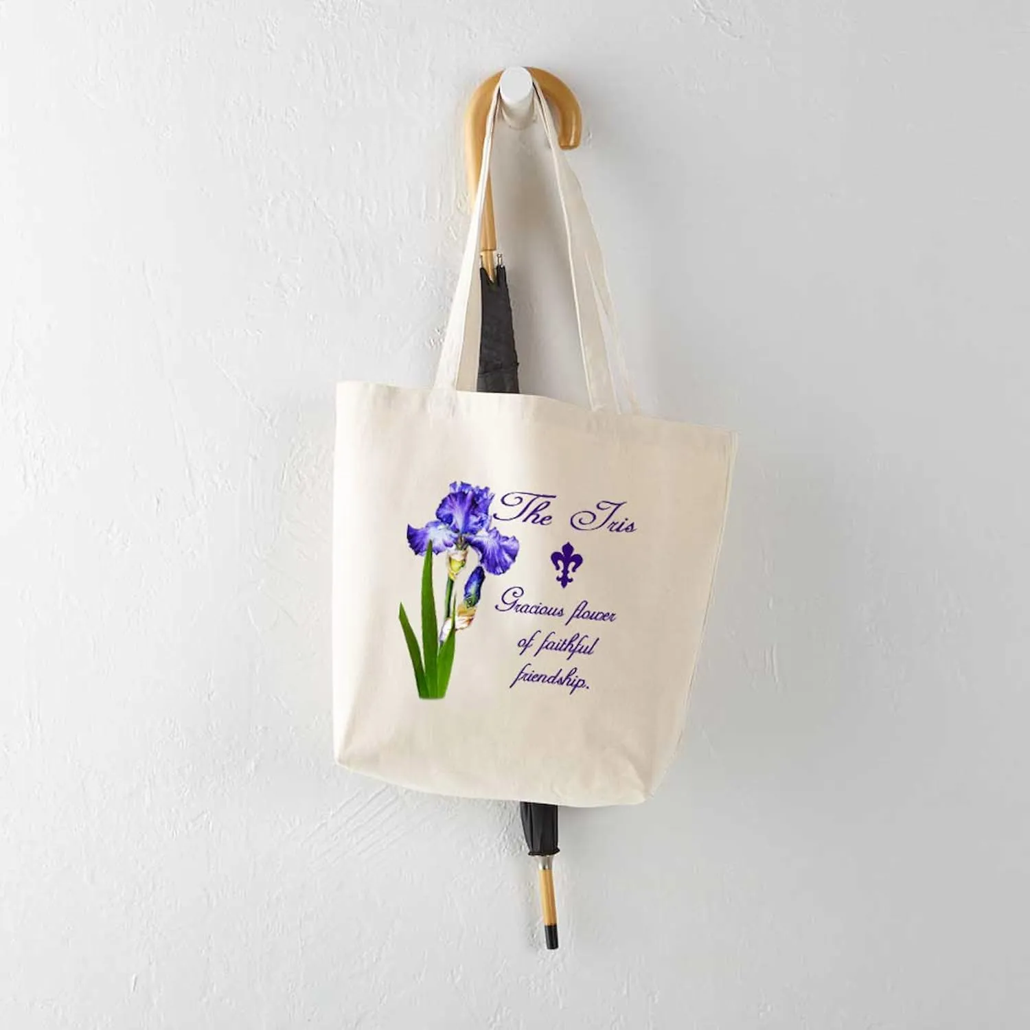 CafePress Purple Iris Tote Bag Reusable Natural Beige Canvas Shopping Bag