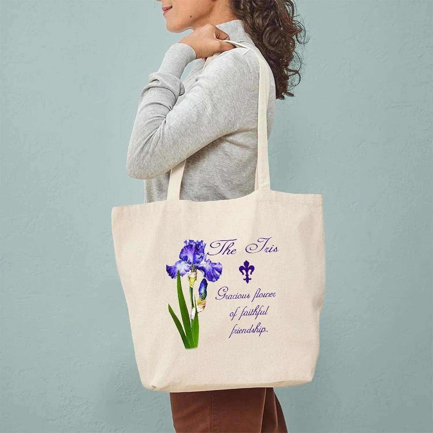 CafePress Purple Iris Tote Bag Reusable Natural Beige Canvas Shopping Bag