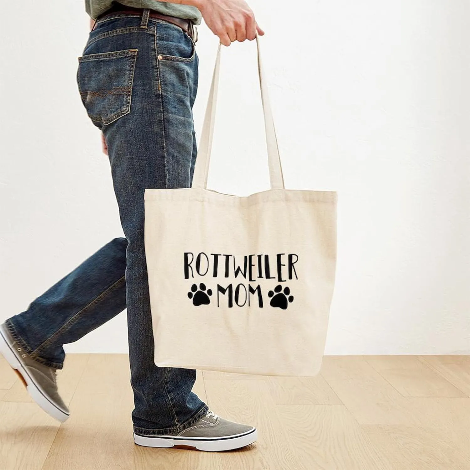 CafePress Rottweiler Mom Tote Bag Reusable Natural Beige Canvas Shopping Bag