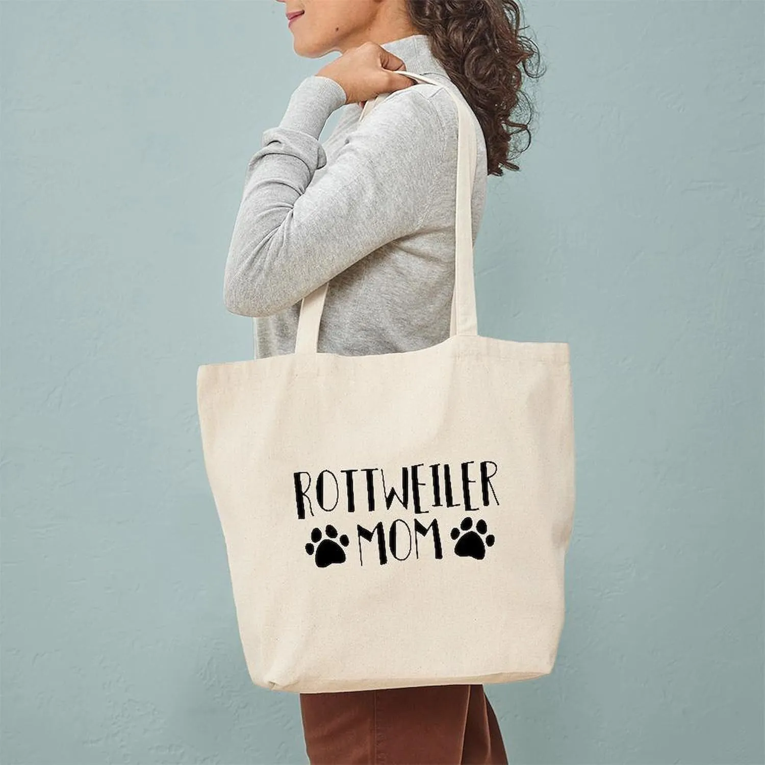 CafePress Rottweiler Mom Tote Bag Reusable Natural Beige Canvas Shopping Bag