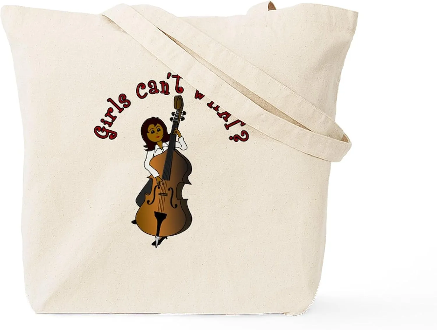 CafePress String Upright Double Bass Woman Tote Bag Natural Canvas Tote Bag, Reusable Shopping Bag