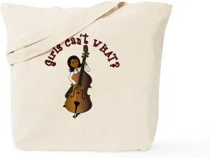 CafePress String Upright Double Bass Woman Tote Bag Natural Canvas Tote Bag, Reusable Shopping Bag
