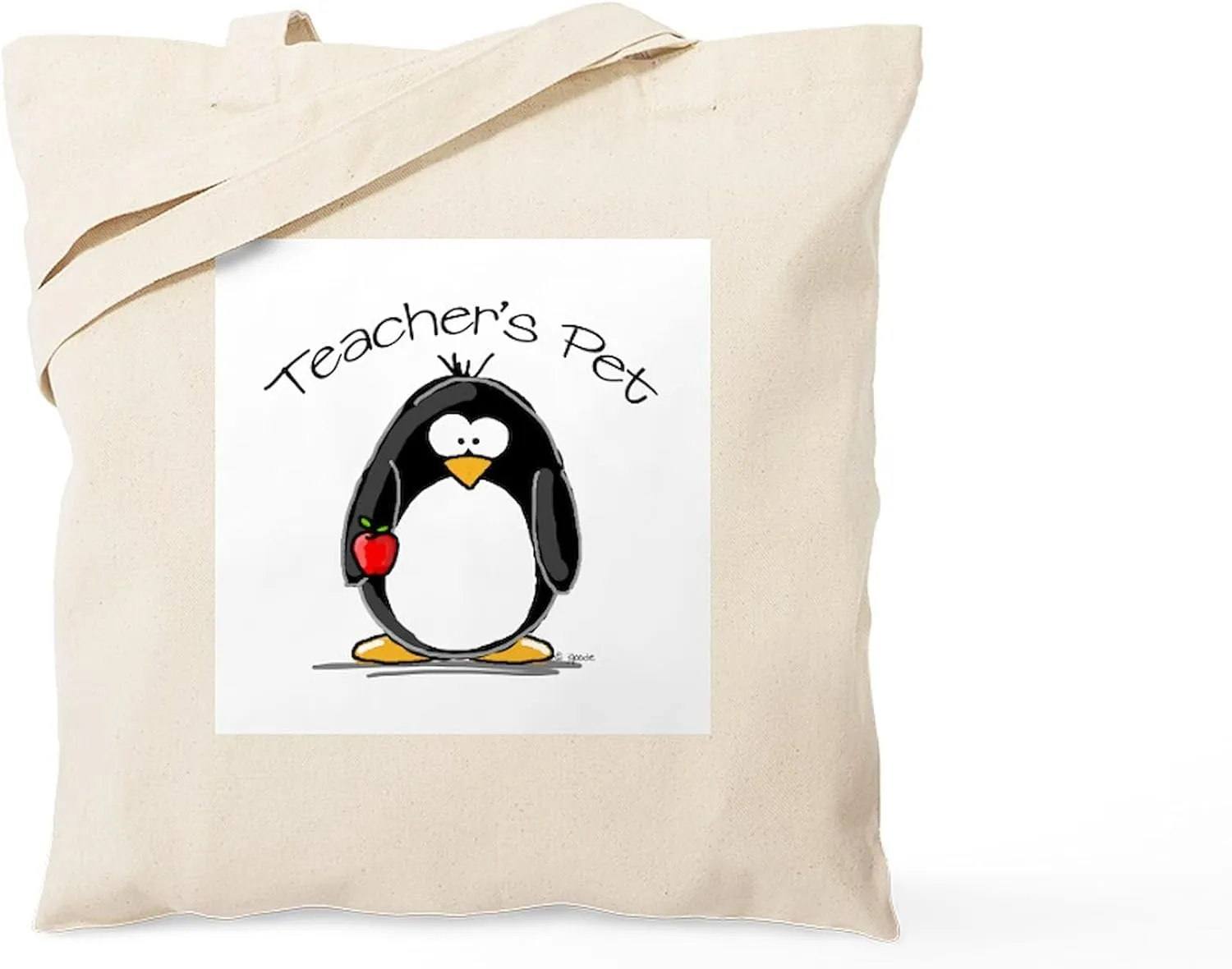CafePress Teachers Pet Penguin Tote Bag Natural Canvas Tote Bag, Reusable Shopping Bag