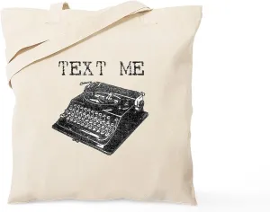 CafePress Text Me Vintage Typewriter Tote Bag Natural Canvas Tote Bag, Reusable Shopping Bag
