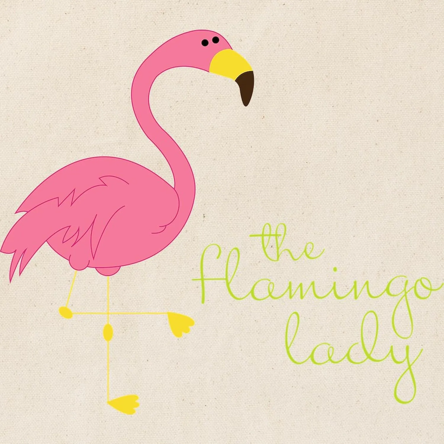 CafePress The Flamingo Lady Tote Bag Reusable Natural Beige Canvas Shopping Bag