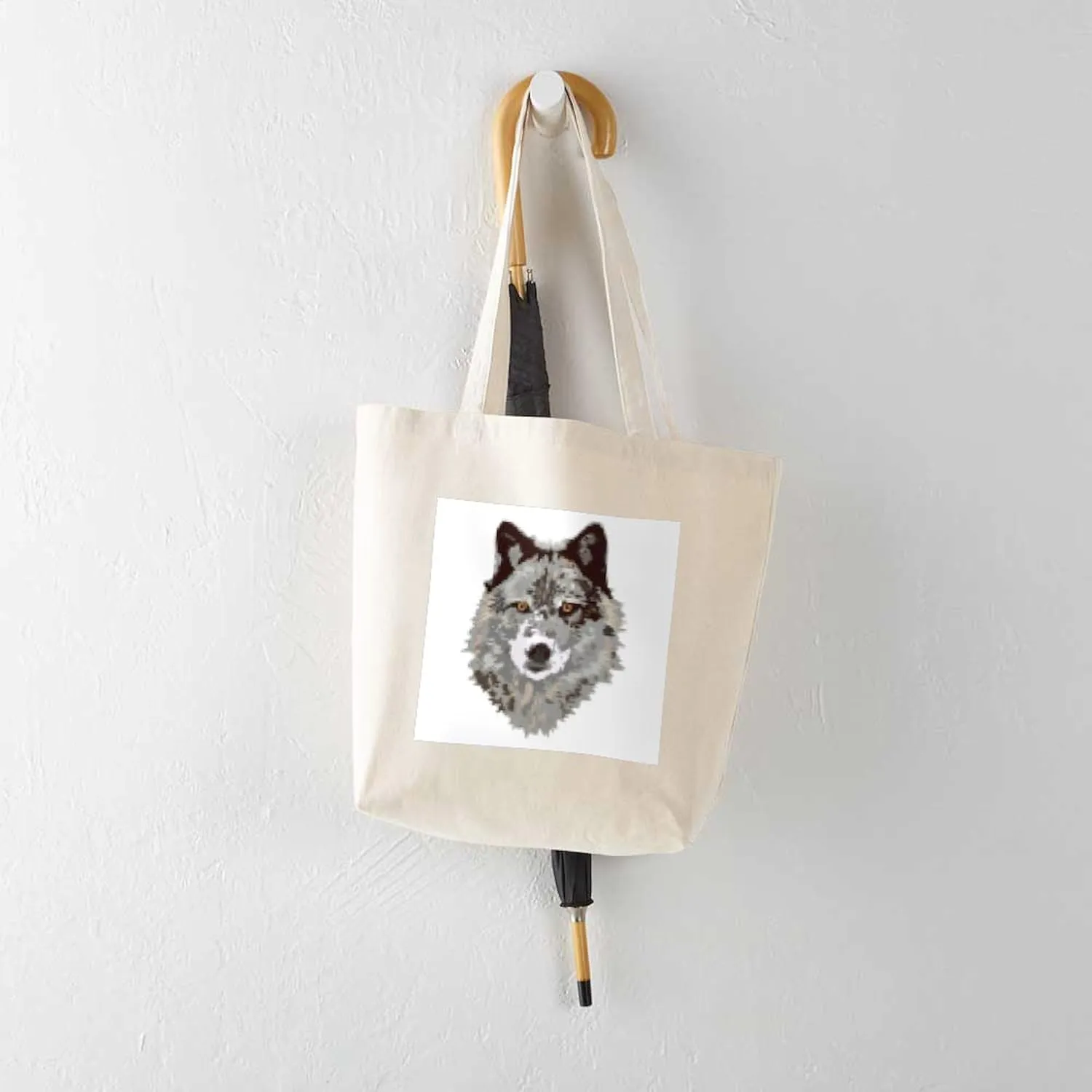 CafePress WOLF Tote Bag Reusable Natural Beige Canvas Shopping Bag