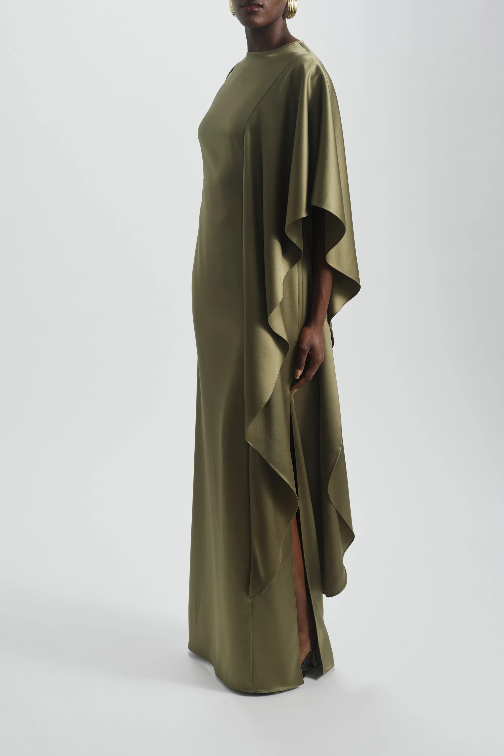 Cascading Drape Column Dress