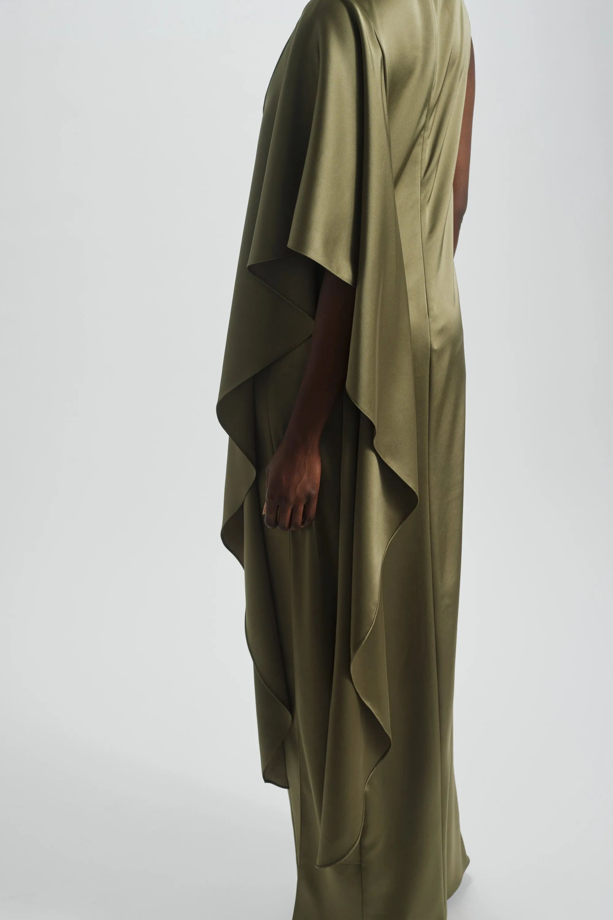 Cascading Drape Column Dress