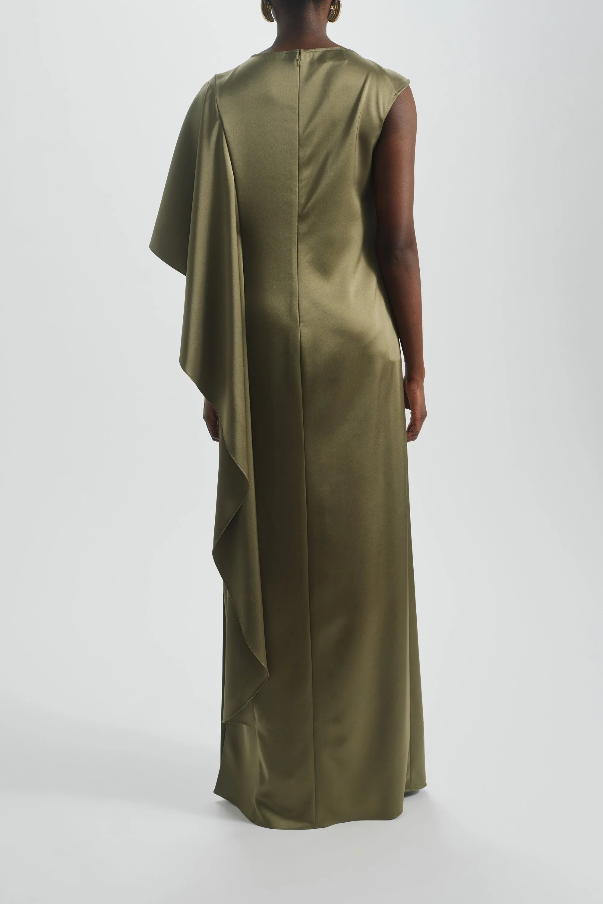 Cascading Drape Column Dress