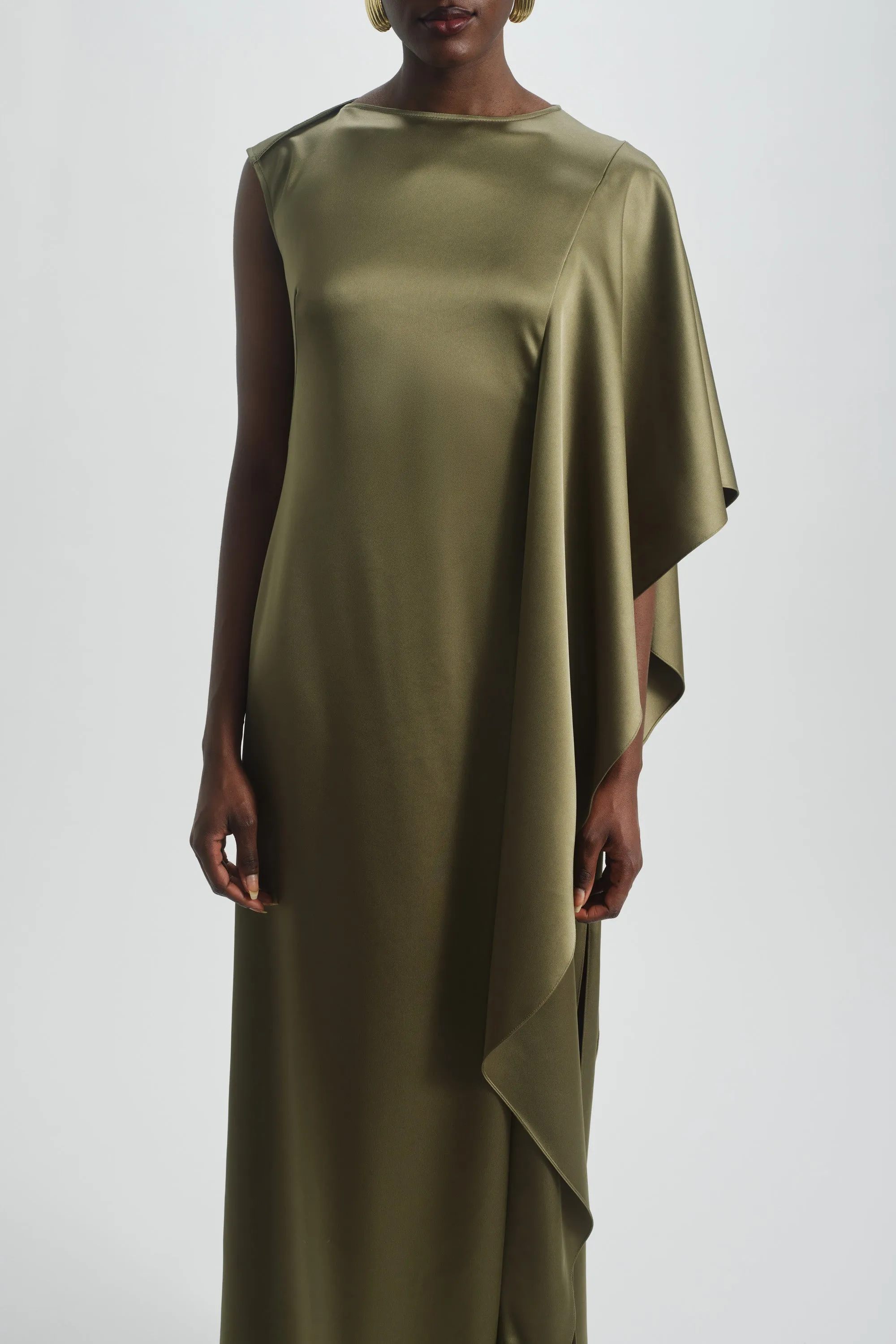 Cascading Drape Column Dress
