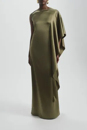Cascading Drape Column Dress