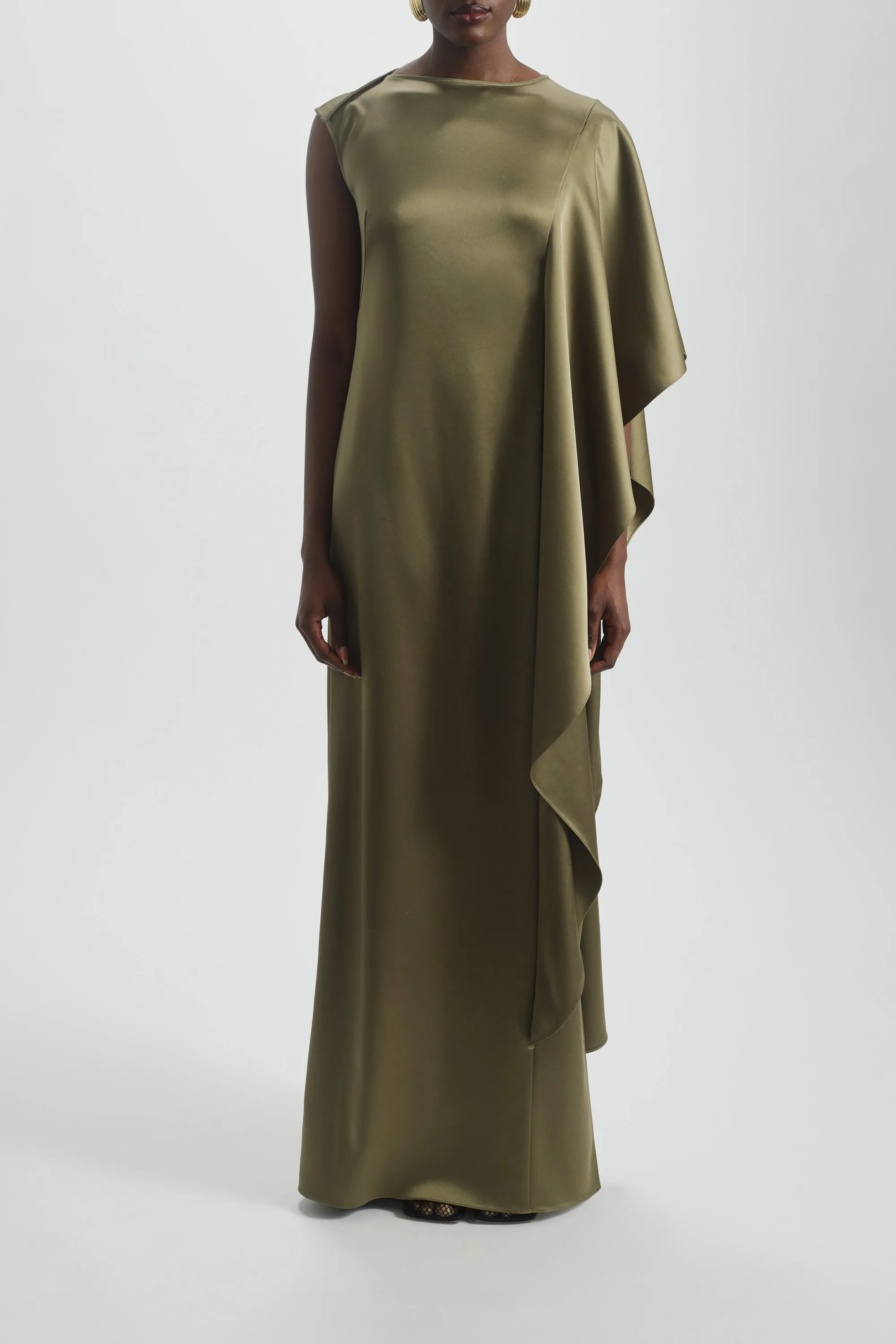 Cascading Drape Column Dress